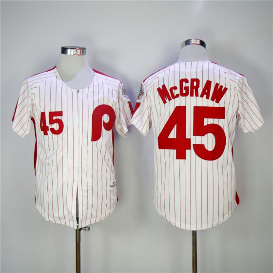 Men Philadelphia Phillies #45 Mcgraw Red 1983 Throwback Zipper Edition MLB Jerseys